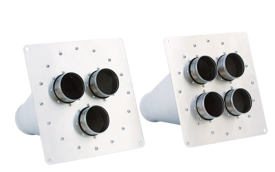 Sonic Air Systems 3-port and 4-port centrifugal blower manifolds
